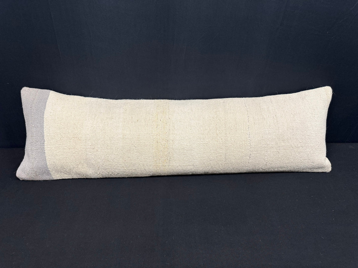 Turkish Hemp Pillow Cushion Natural Beige Sky Blue Cushion Cover 14x45 #18062