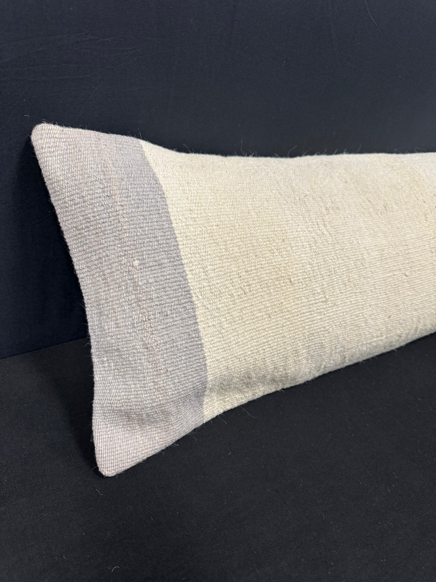 Turkish Hemp Pillow Cushion Natural Beige Sky Blue Cushion Cover 14x45 #18062