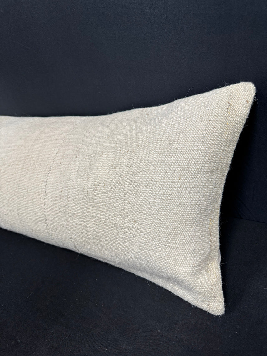Turkish Hemp Pillow Cushion Natural Beige Sky Blue Cushion Cover 14x45 #18062