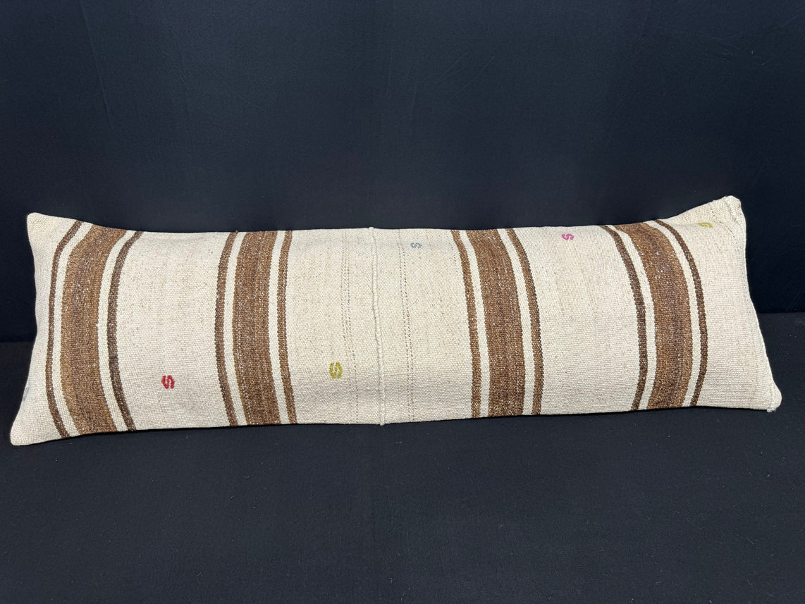 Turkish Hemp Pillow Cushion Natural Beige Brown Cushion Cover 14x45 #18052
