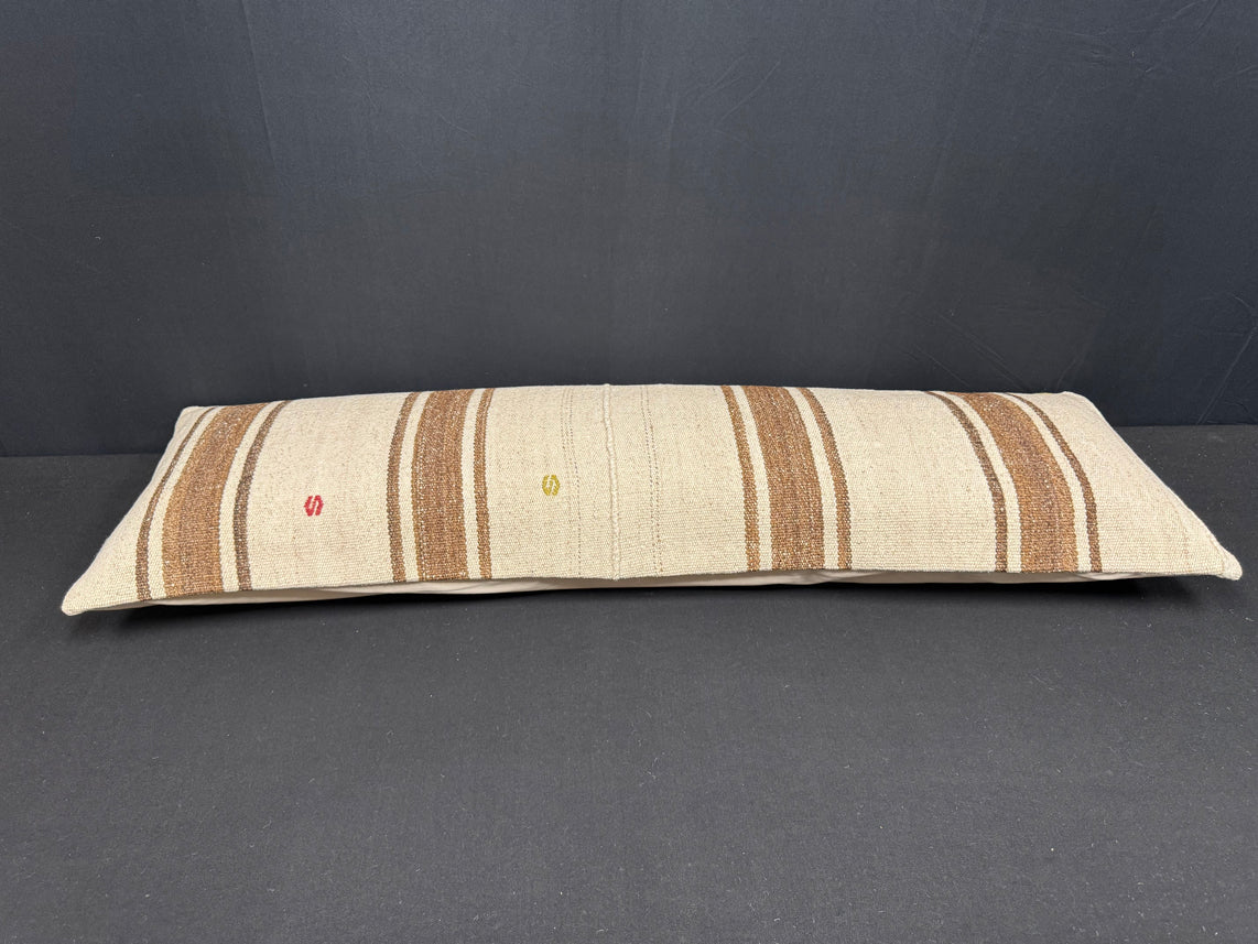 Turkish Hemp Pillow Cushion Natural Beige Brown Cushion Cover 14x45 #18052