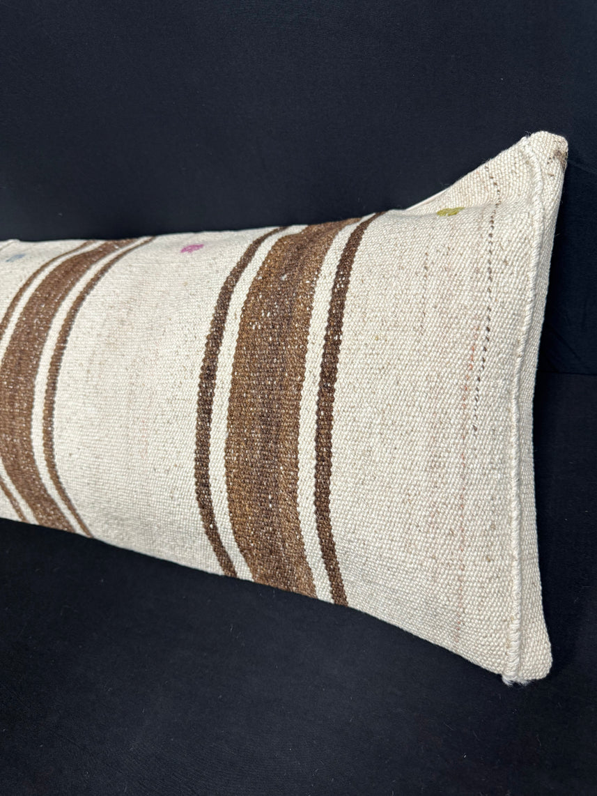 Turkish Hemp Pillow Cushion Natural Beige Brown Cushion Cover 14x45 #18052
