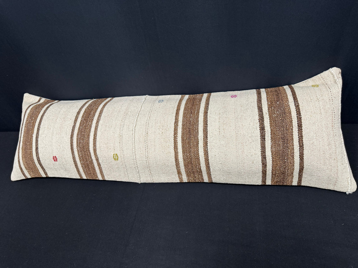 Turkish Hemp Pillow Cushion Natural Beige Brown Cushion Cover 14x45 #18052