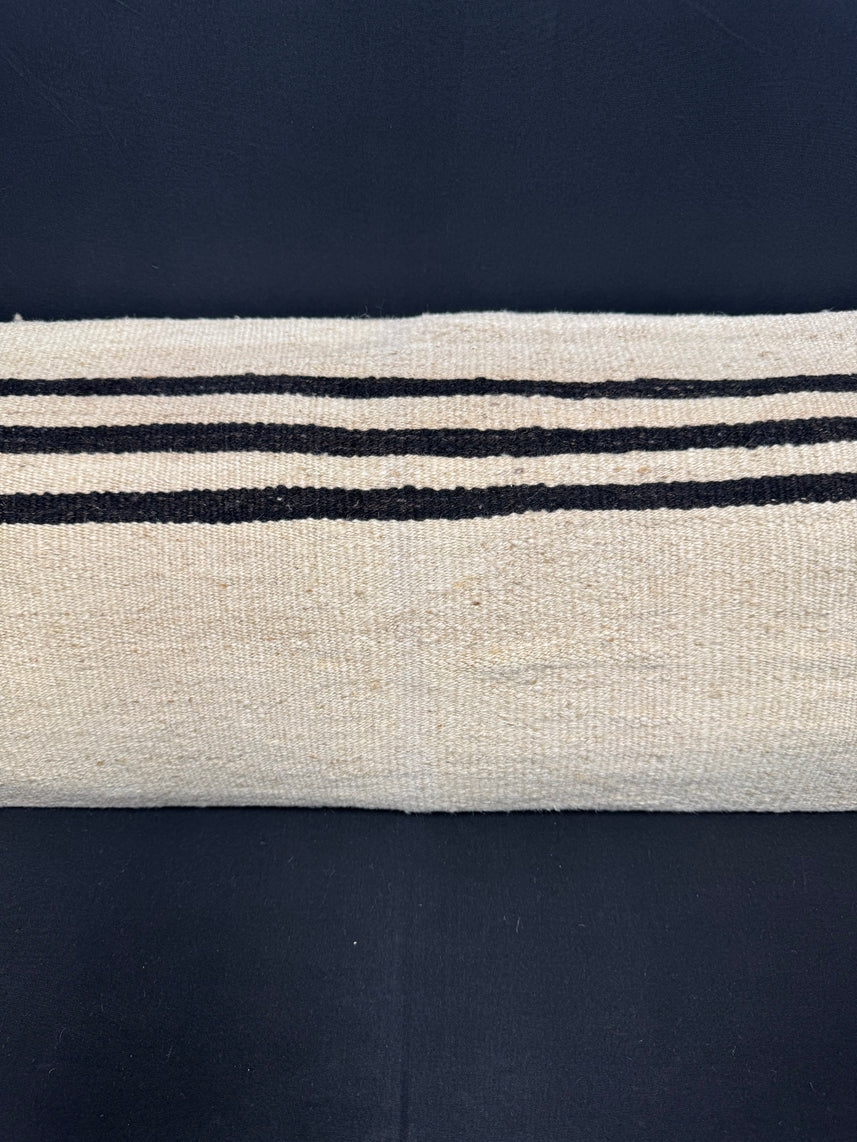 Turkish Hemp Pillow Cushion Natural Beige Black Cushion Cover 14x45 #18010