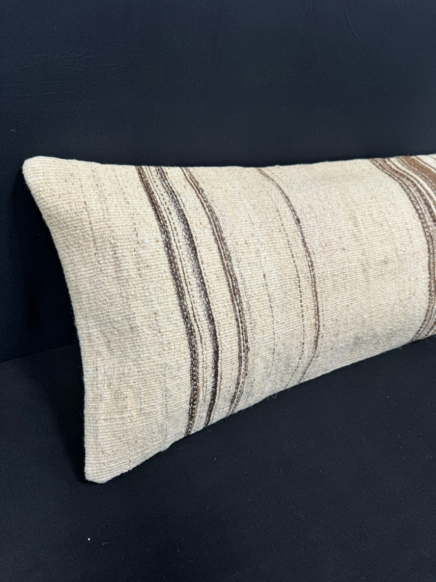 Turkish Hemp Pillow Cushion Natural Beige Brown Cushion Cover 14x45 #18016