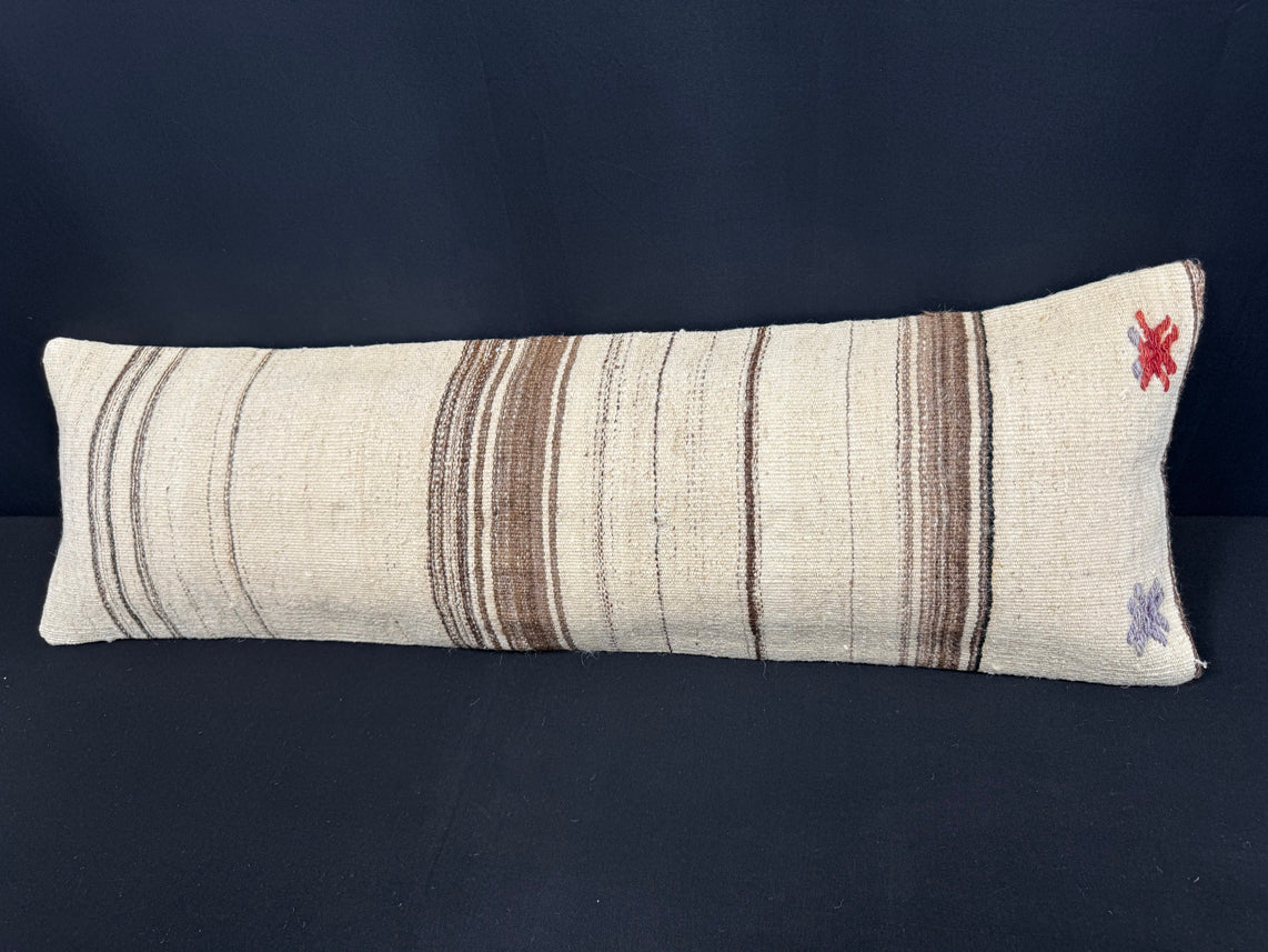 Turkish Hemp Pillow Cushion Natural Beige Brown Cushion Cover 14x45 #18016