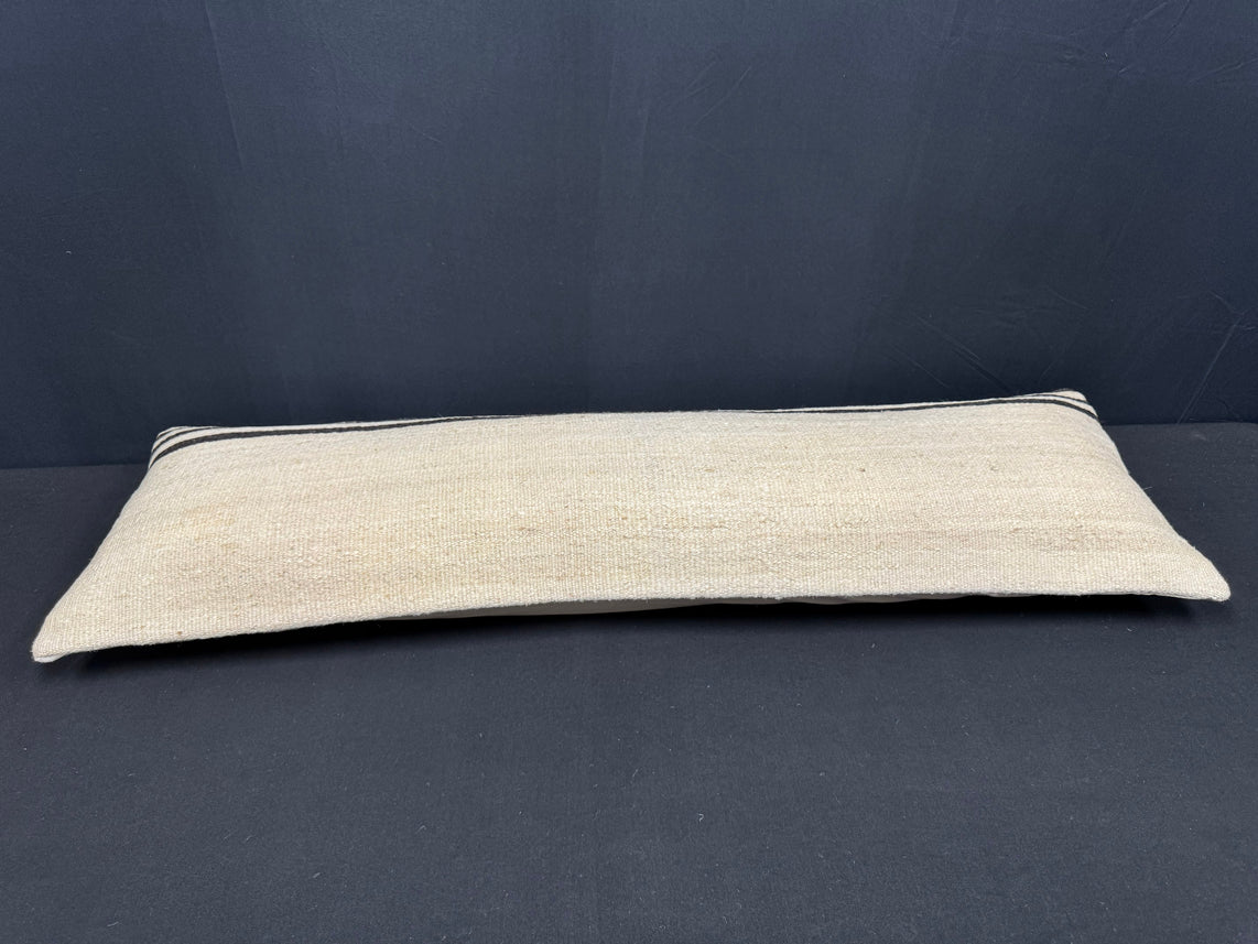 Turkish Hemp Pillow Cushion Natural Beige Black Cushion Cover 14x45 #18055