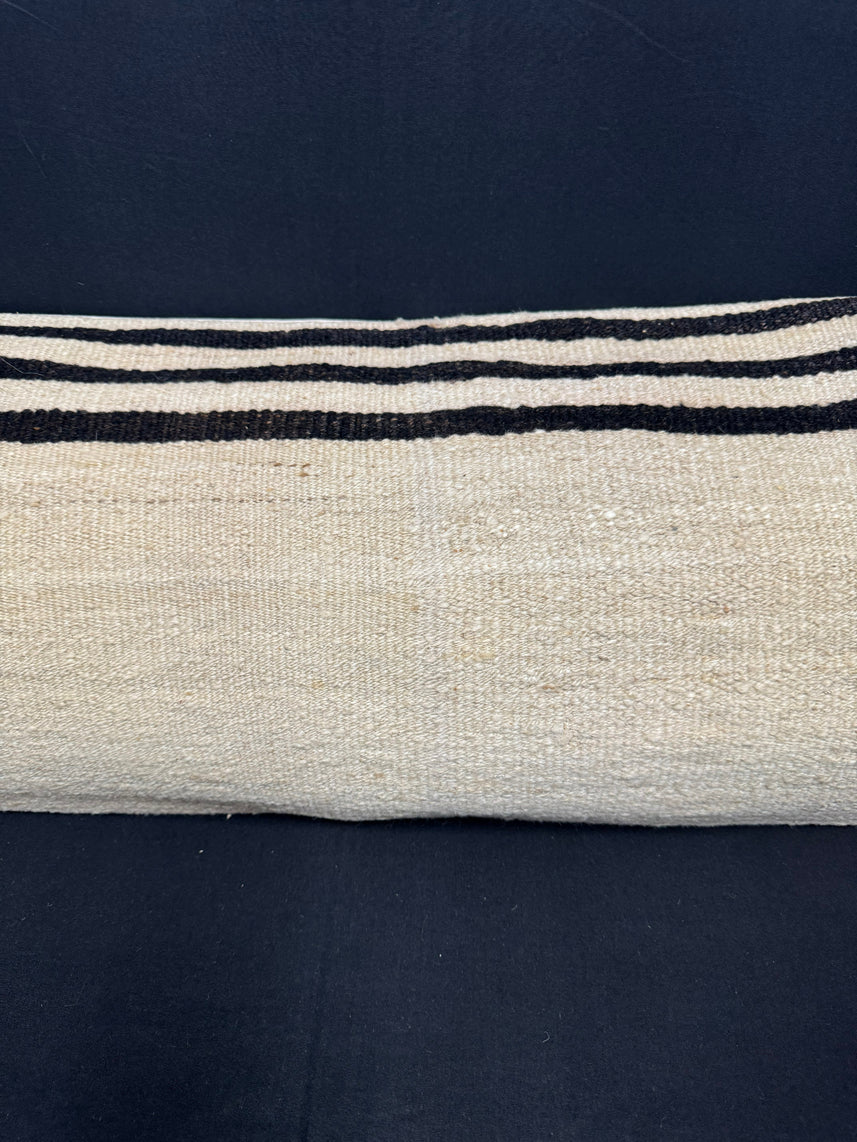 Turkish Hemp Pillow Cushion Natural Beige Black Cushion Cover 14x45 #18055