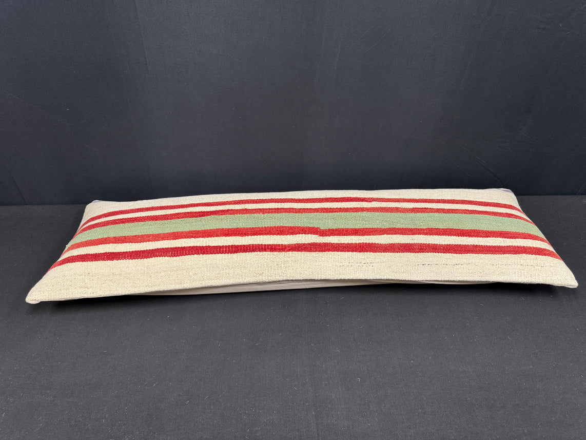 Turkish Hemp Pillow Cushion Natural Beige Red Cushion Cover 14x45 #18045