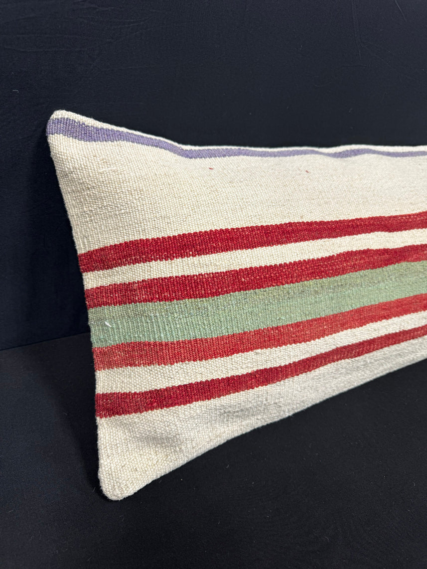Turkish Hemp Pillow Cushion Natural Beige Red Cushion Cover 14x45 #18045