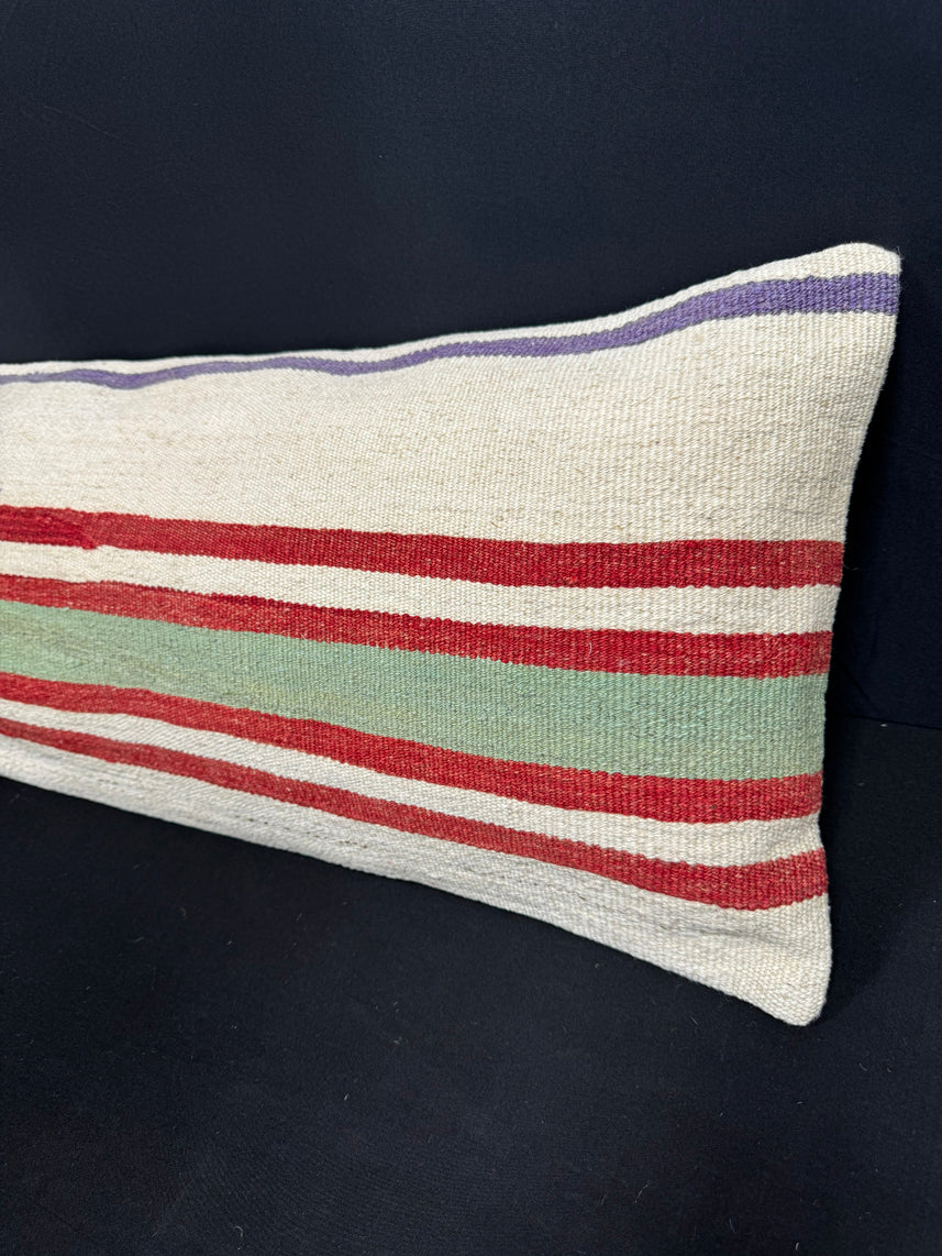 Turkish Hemp Pillow Cushion Natural Beige Red Cushion Cover 14x45 #18045