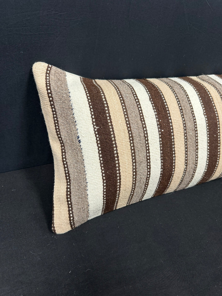 Turkish Hemp Pillow Cushion Natural Beige Brown Cushion Cover 14x45 #18049