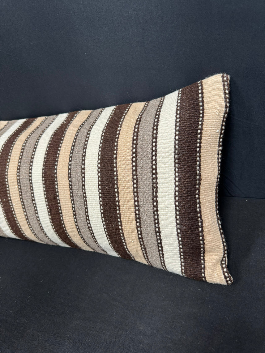 Turkish Hemp Pillow Cushion Natural Beige Brown Cushion Cover 14x45 #18049