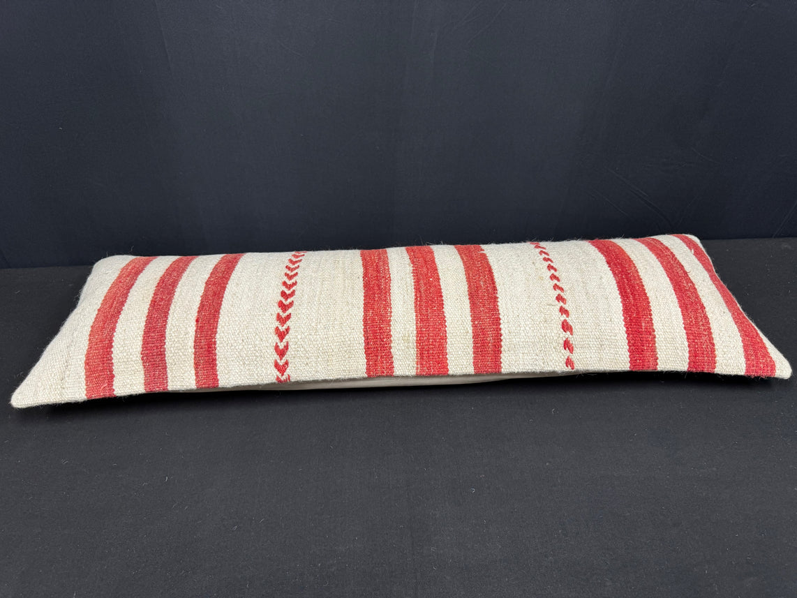 Turkish Hemp Pillow Cushion Natural Beige Red Cushion Cover 14x45 #18065