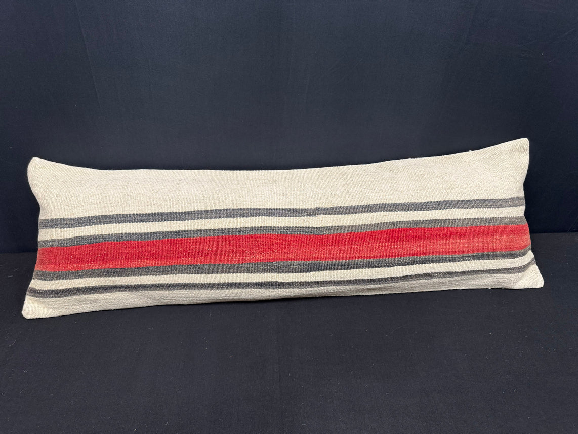 Turkish Hemp Pillow Cushion Natural Beige Red Cushion Cover 14x45 #18004