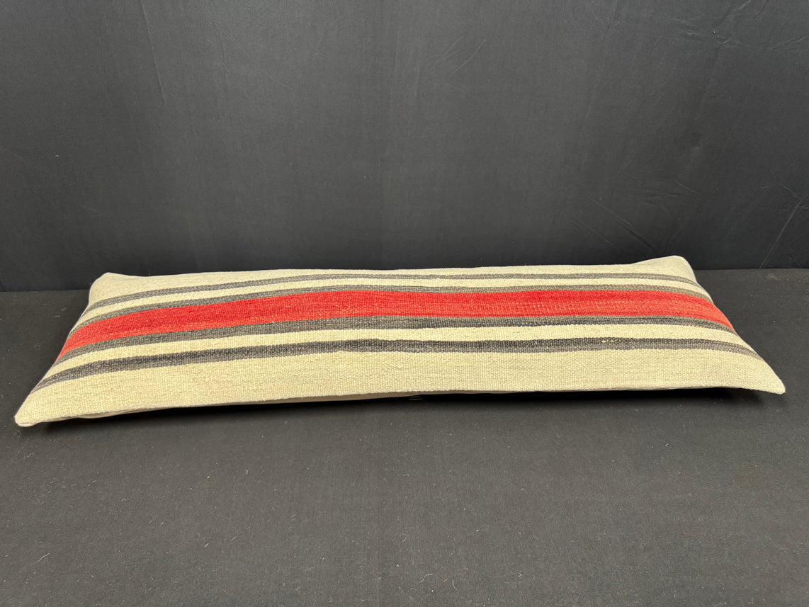 Turkish Hemp Pillow Cushion Natural Beige Red Cushion Cover 14x45 #18004