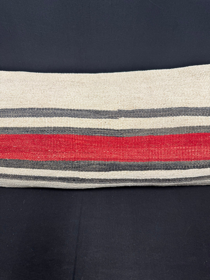 Turkish Hemp Pillow Cushion Natural Beige Red Cushion Cover 14x45 #18004