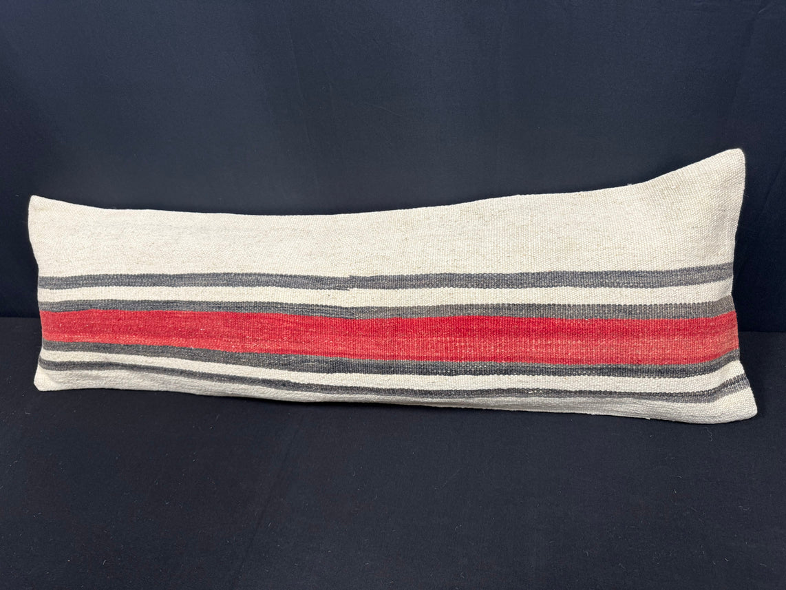 Turkish Hemp Pillow Cushion Natural Beige Red Cushion Cover 14x45 #18004