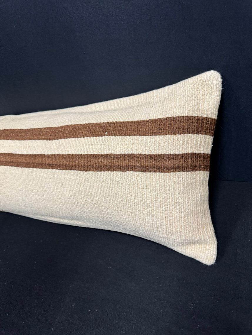 Turkish Hemp Pillow Cushion Natural Beige Brown Cushion Cover 14x45 #18015