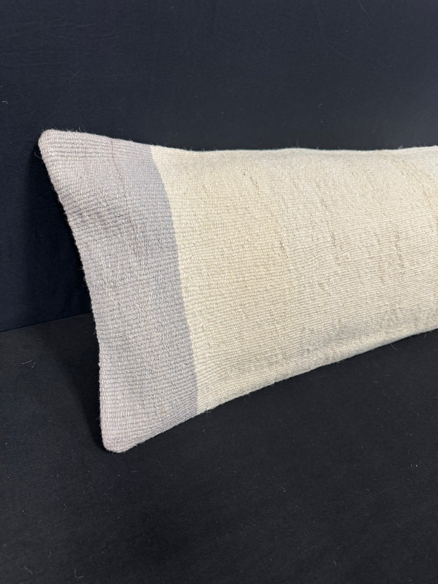Turkish Hemp Pillow Cushion Natural Beige Sky Blue Cushion Cover 14x45 #18000