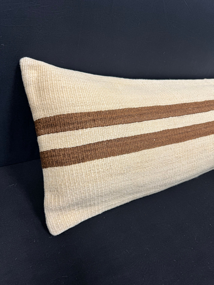 Turkish Hemp Pillow Cushion Natural Beige Brown Cushion Cover 14x45 #18025