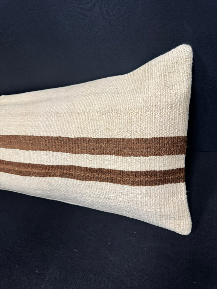 Turkish Hemp Pillow Cushion Natural Beige Brown Cushion Cover 14x45 #18025