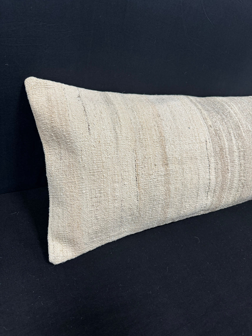 Turkish Hemp Pillow Cushion Natural Beige Cushion Cover 14x45 #18061