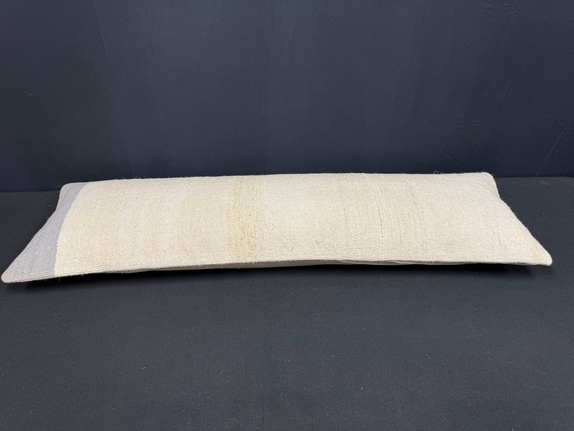 Turkish Hemp Pillow Cushion Natural Beige Sky Blue Cushion Cover 14x45 #18033