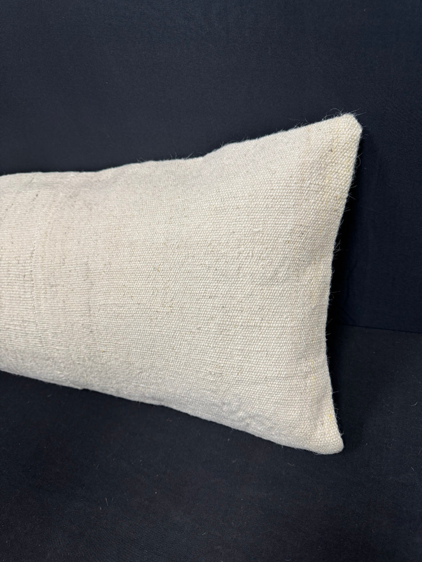 Turkish Hemp Pillow Cushion Natural Beige Sky Blue Cushion Cover 14x45 #18033