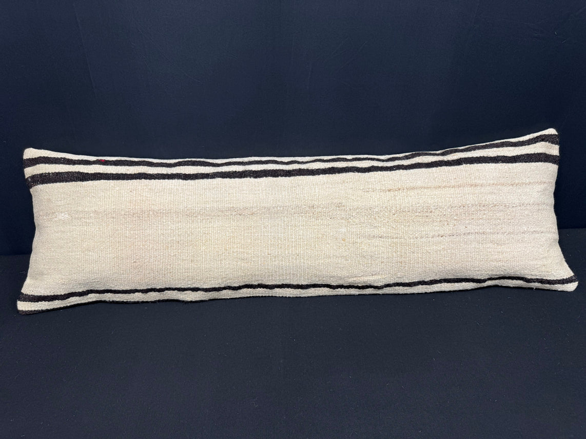 Turkish Hemp Pillow Cushion Natural Beige Black Cushion Cover 14x45 #18037