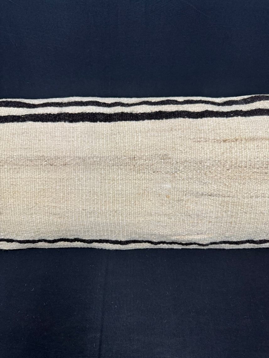 Turkish Hemp Pillow Cushion Natural Beige Black Cushion Cover 14x45 #18037