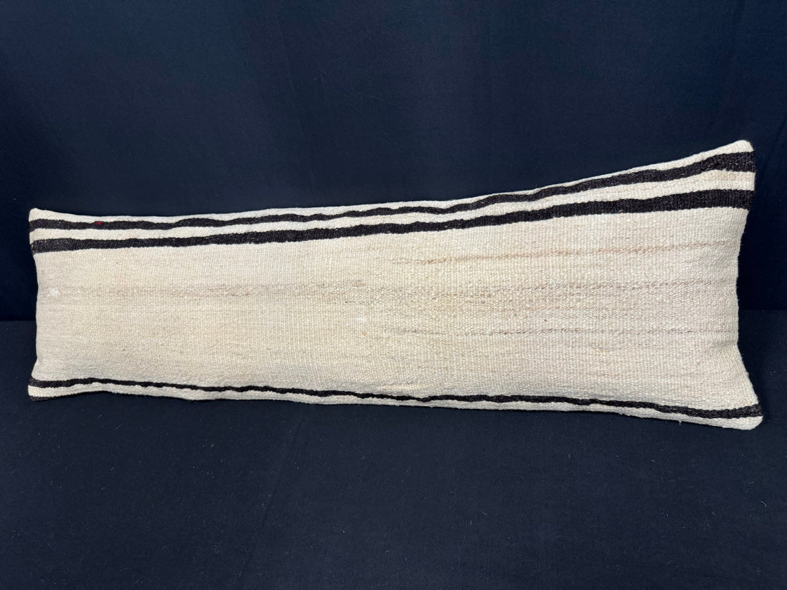 Turkish Hemp Pillow Cushion Natural Beige Black Cushion Cover 14x45 #18037