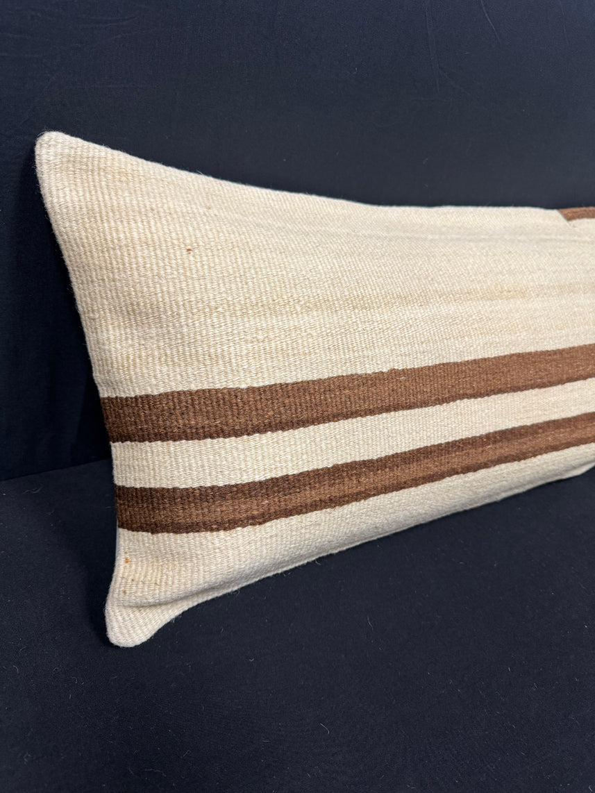 Turkish Hemp Pillow Cushion Natural Beige Brown Cushion Cover 14x45 #18026