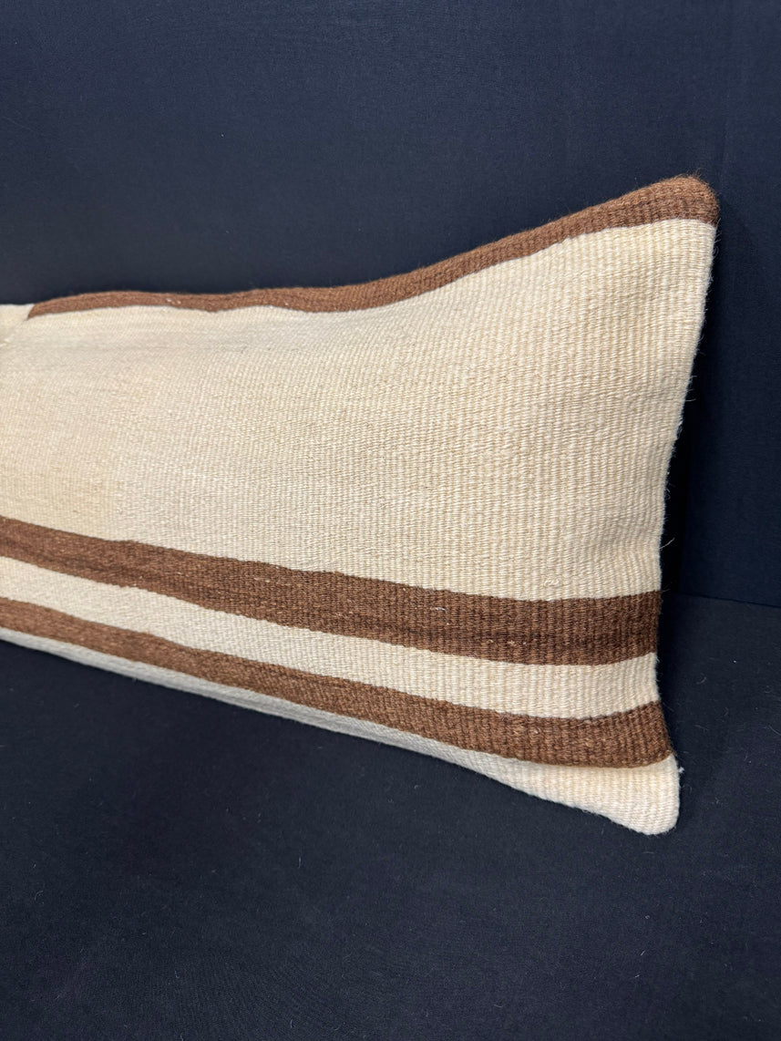 Turkish Hemp Pillow Cushion Natural Beige Brown Cushion Cover 14x45 #18026
