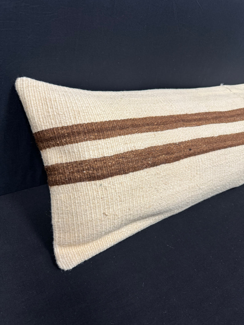 Turkish Hemp Pillow Cushion Natural Beige Brown Cushion Cover 14x45 #18031