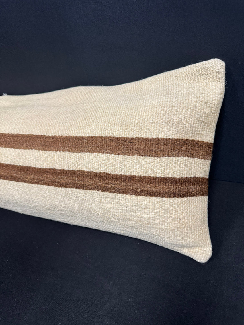 Turkish Hemp Pillow Cushion Natural Beige Brown Cushion Cover 14x45 #18031