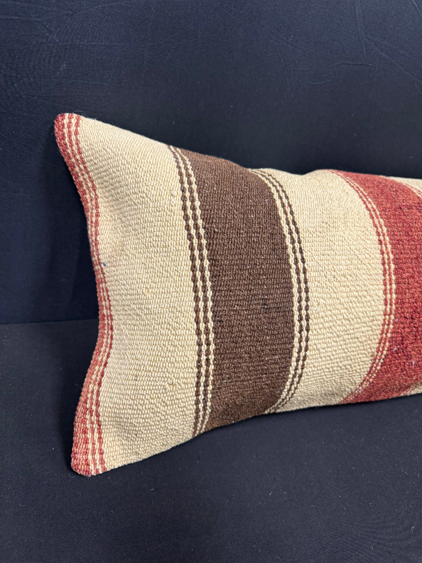 Turkish Hemp Pillow Cushion Natural Beige Brown Cushion Cover 14x40 #30436