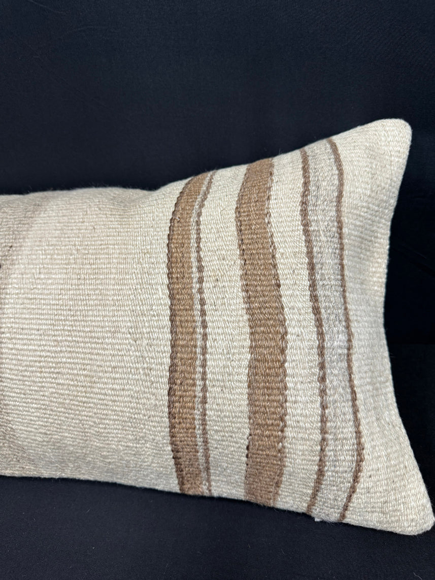Turkish Hemp Pillow Cushion Natural Beige Brown Cushion Cover 14x40 #30438