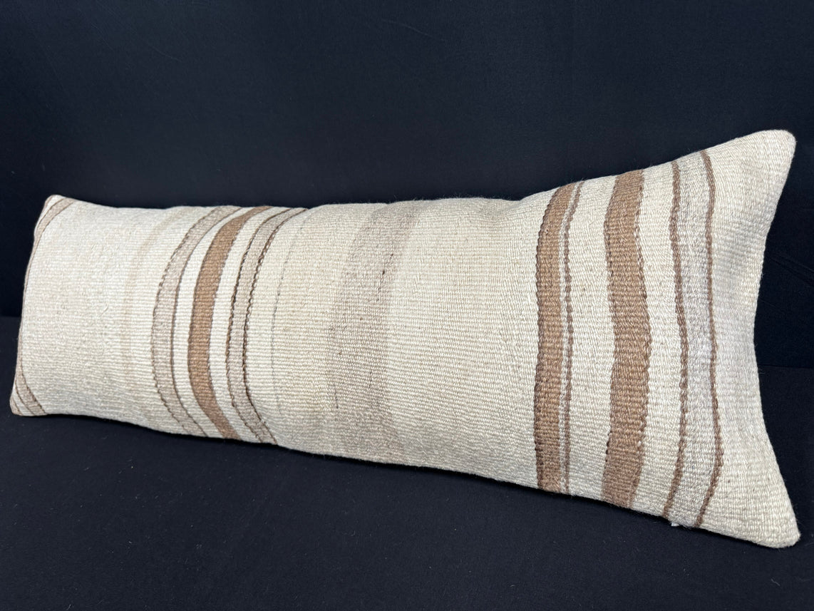 Turkish Hemp Pillow Cushion Natural Beige Brown Cushion Cover 14x40 #30438