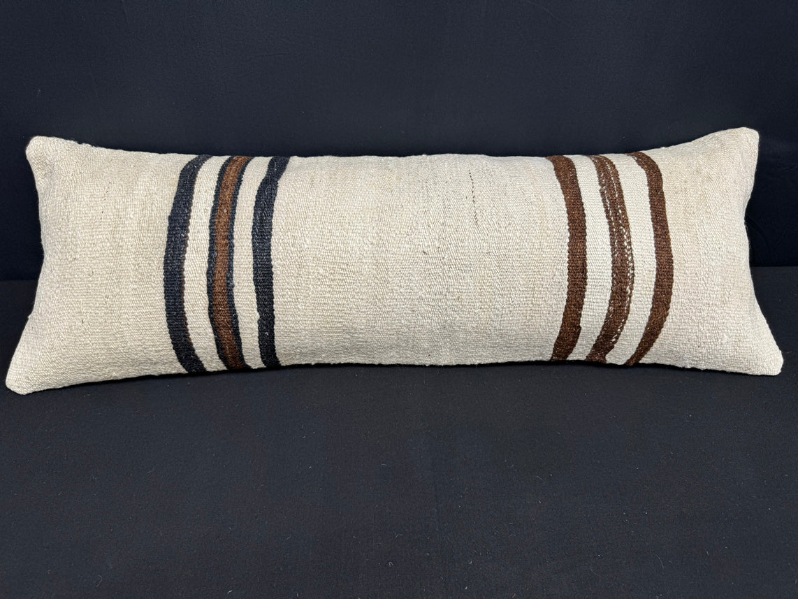 Turkish Hemp Pillow Cushion Natural Beige Brown Cushion Cover 14x40 #30472
