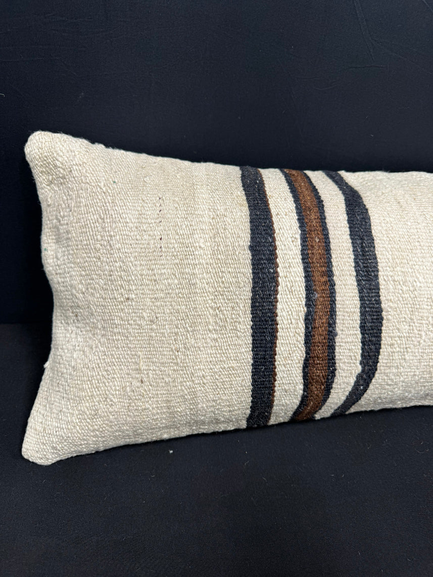 Turkish Hemp Pillow Cushion Natural Beige Brown Cushion Cover 14x40 #30472