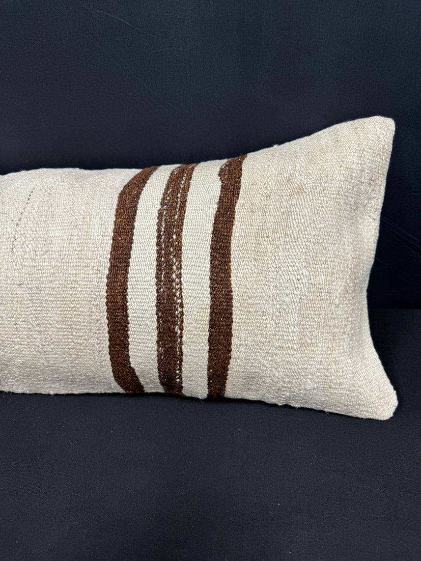 Turkish Hemp Pillow Cushion Natural Beige Brown Cushion Cover 14x40 #30472