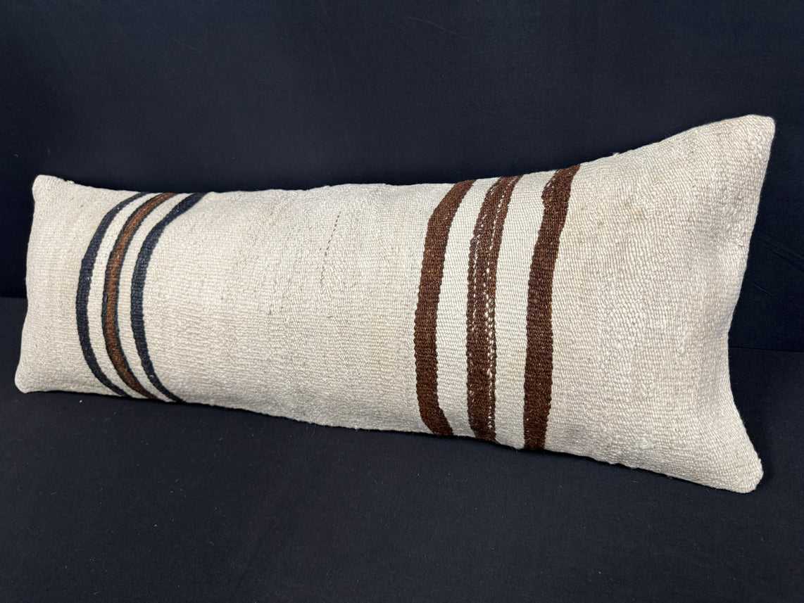 Turkish Hemp Pillow Cushion Natural Beige Brown Cushion Cover 14x40 #30472