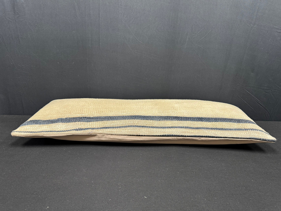 Turkish Hemp Pillow Cushion Natural Beige Blue Cushion Cover 14x40 #30448
