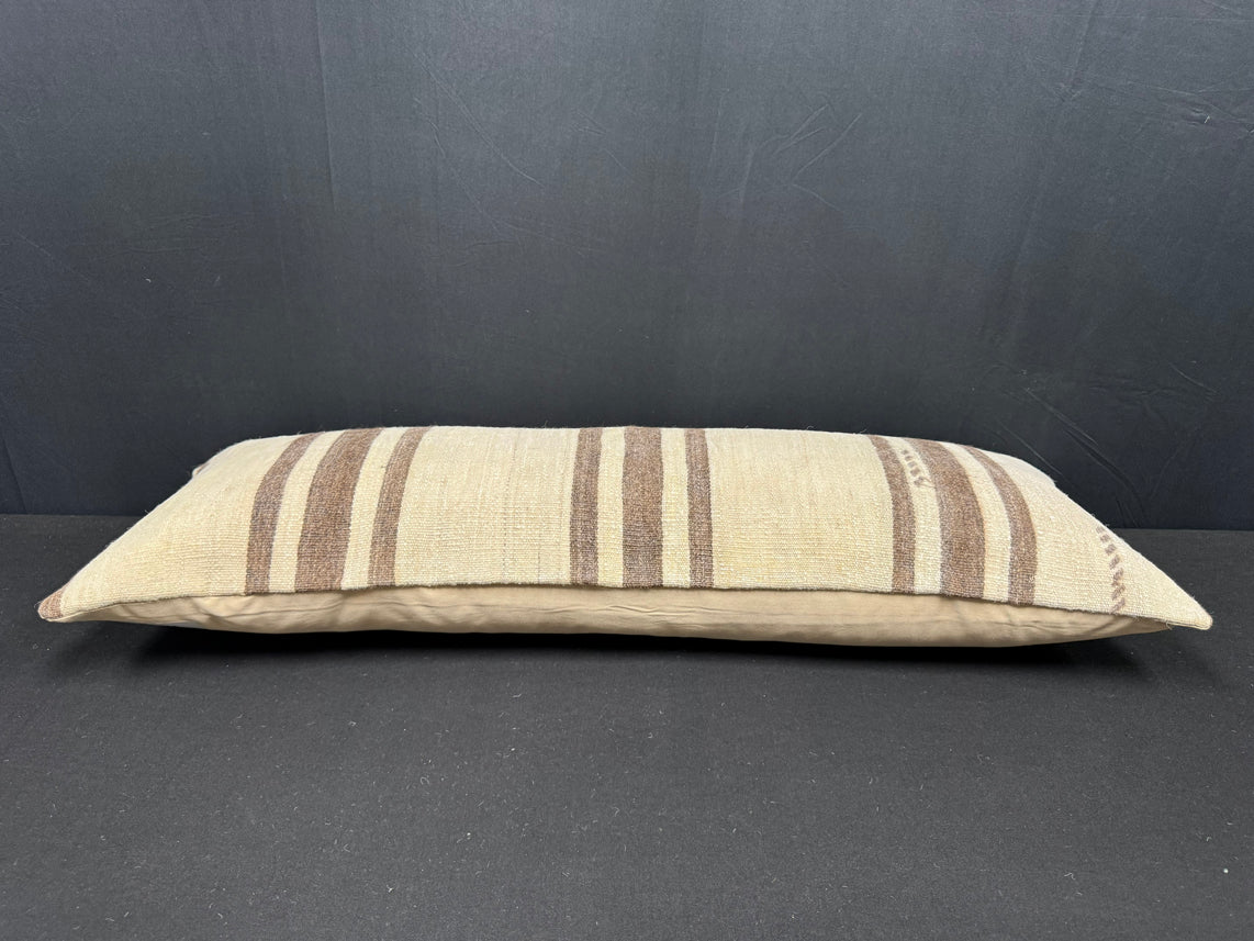 Turkish Hemp Pillow Cushion Natural Beige Brown Cushion Cover 14x40 #30473