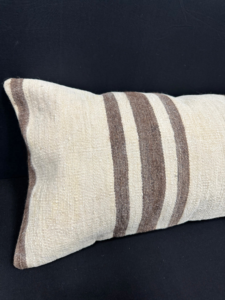 Turkish Hemp Pillow Cushion Natural Beige Brown Cushion Cover 14x40 #30473