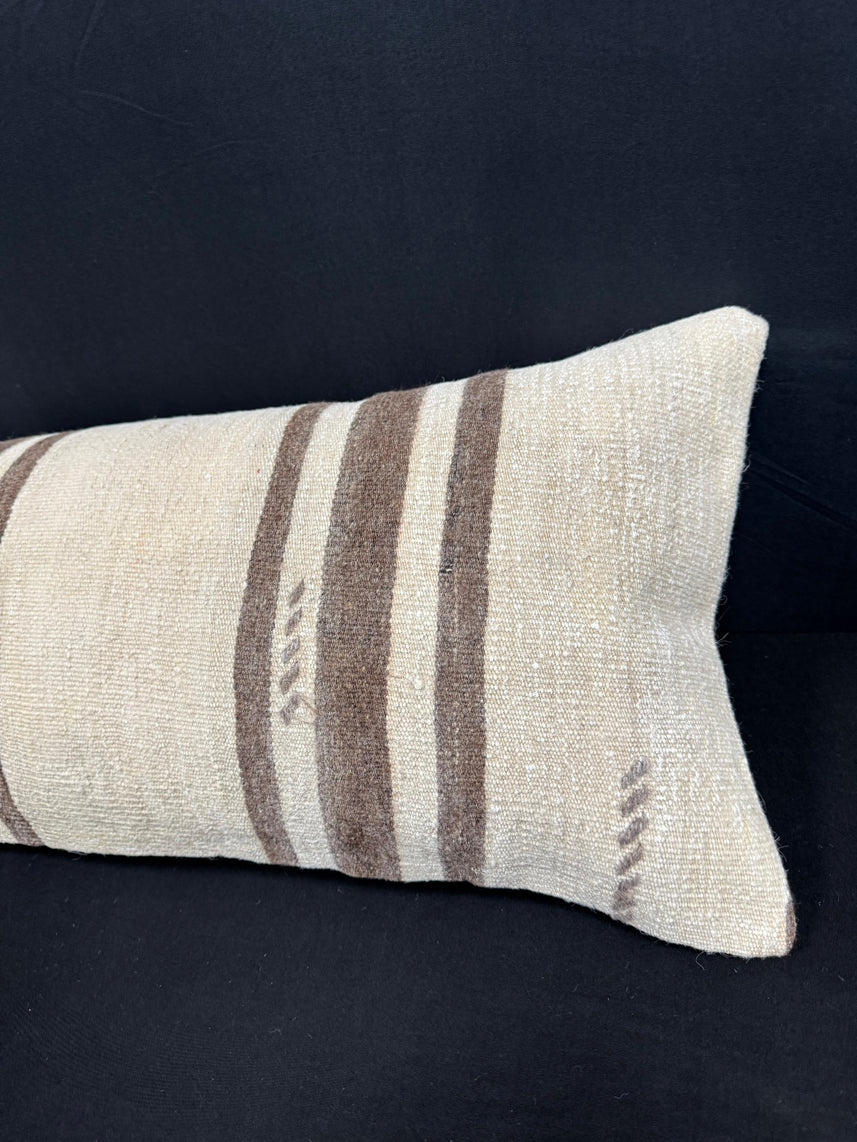 Turkish Hemp Pillow Cushion Natural Beige Brown Cushion Cover 14x40 #30473