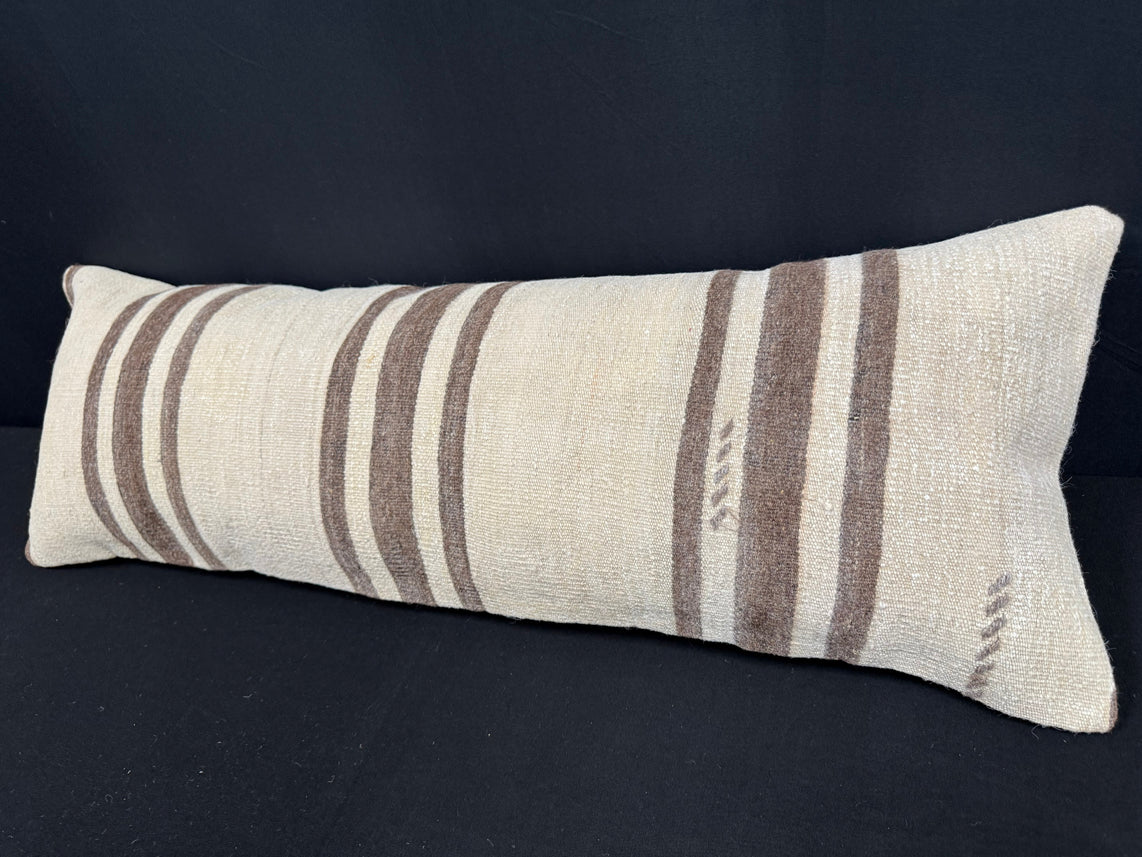 Turkish Hemp Pillow Cushion Natural Beige Brown Cushion Cover 14x40 #30473