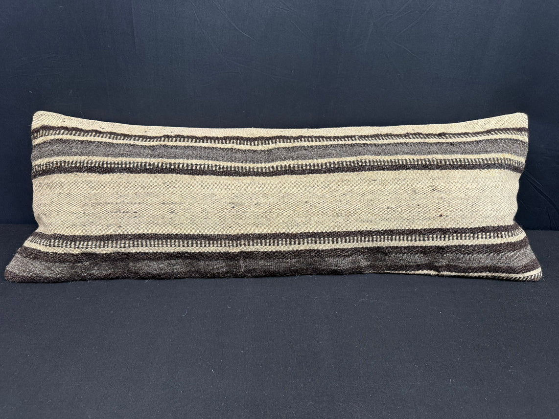 Turkish Hemp Pillow Cushion Natural Beige Black Cushion Cover 14x40 #30474