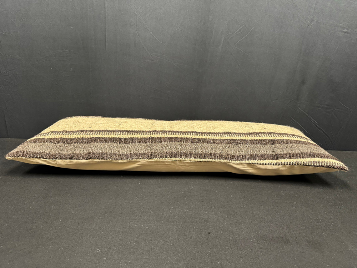 Turkish Hemp Pillow Cushion Natural Beige Black Cushion Cover 14x40 #30474